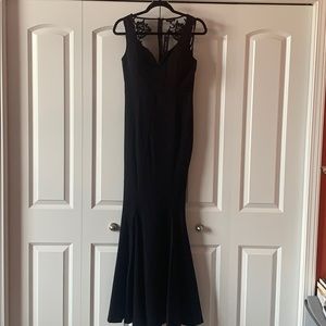 Black Mermaid Prom Dress with Open Lace Back